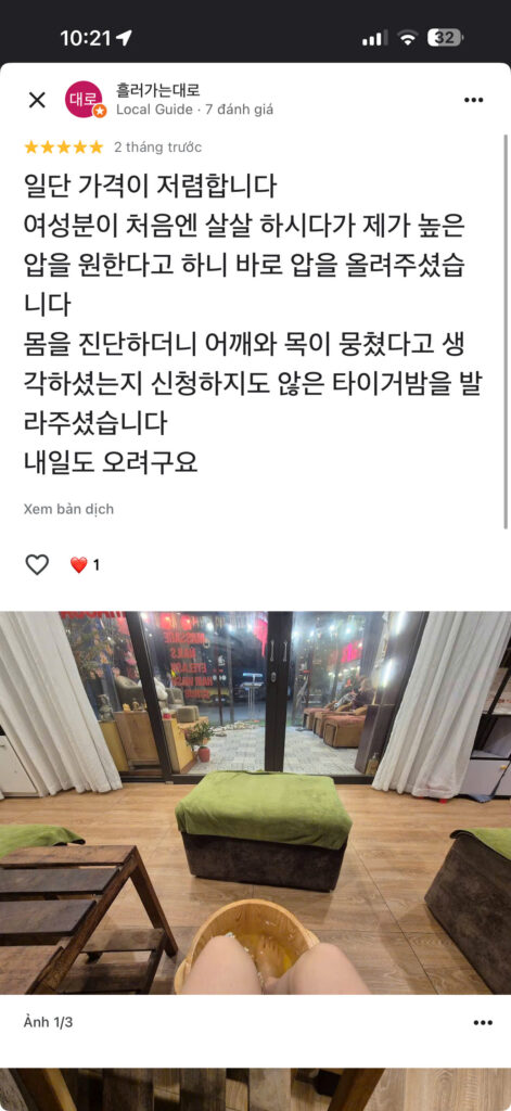 Customer review Tam Coc Daisy Massage  Ninh Binh Viet Nam